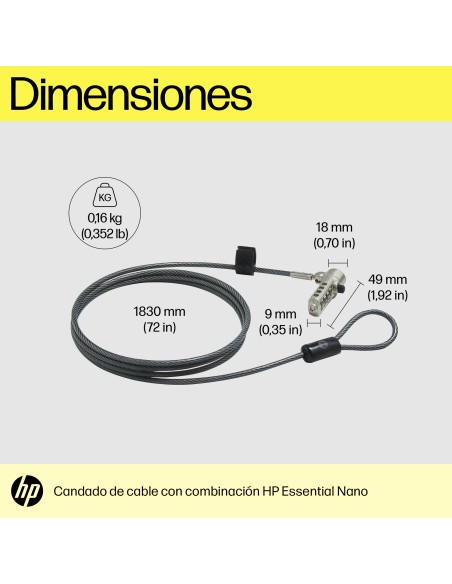 Bloqueo de cable esencial con combinación Nano