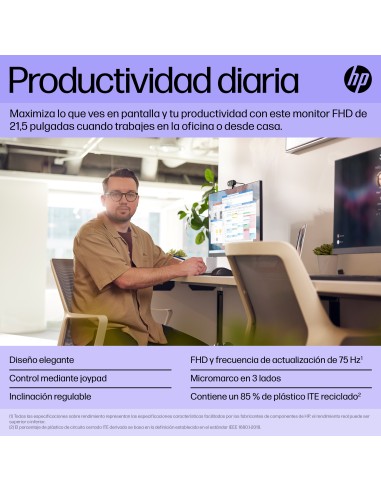 P22h G5 pantalla para PC 54,6 cm (21.5") 1920 x 1080 Pixeles Full HD Negro