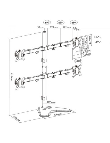 650127 soporte para monitor 81,3 cm (32") Independiente Negro