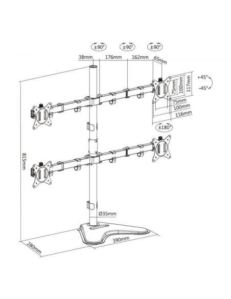 650127 soporte para monitor 81,3 cm (32") Independiente Negro