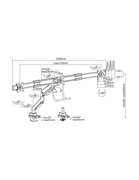 650162 soporte para monitor 68,6 cm (27") Negro Escritorio