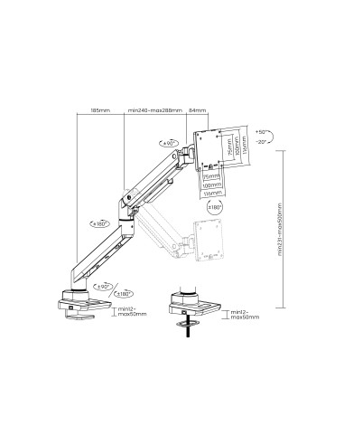 650181 soporte para monitor 124,5 cm (49") Blanco Escritorio