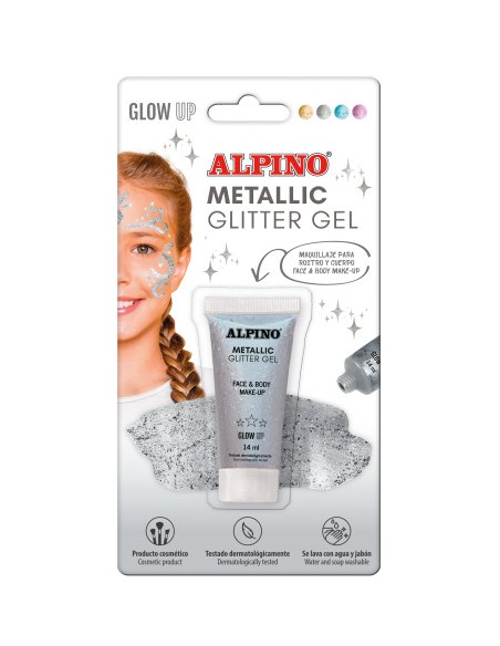 BLÍSTER MAQUILLAJE CON COLOR Y PURPURINA GLITTER PLATA ALPINO DL000601
