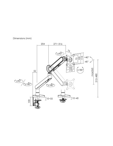 650184 soporte para monitor 88,9 cm (35") Negro Escritorio