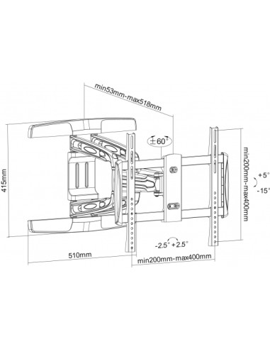 650314 soporte para TV 139,7 cm (55") Negro