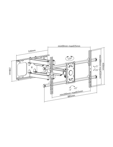 650324 soporte para TV 2,29 m (90") Negro