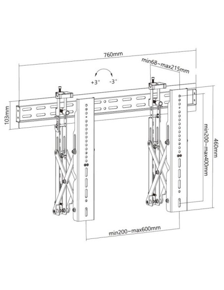650351 soporte para monitor 177,8 cm (70") Negro
