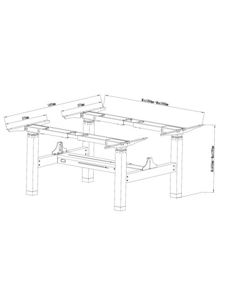 650830 estructura regulable para escritorio Eléctrico 4 pata(s) Gris