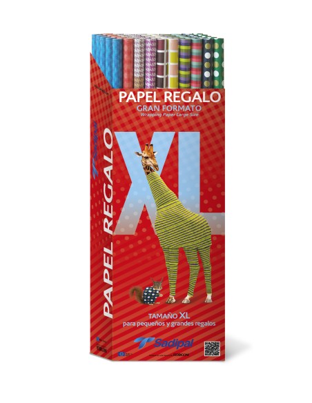 EXPOSITOR PAPEL KRAFT IMPRESO REGALO 1X2M .50 ROLLOS. 10 MODELOS SADIPAL 11268