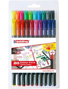 PACK CON 16 ROTULADORES ESTÁNDAR + 4 ROTULADORES PASTEL S/C 1200 EDING E1200-20-BTS