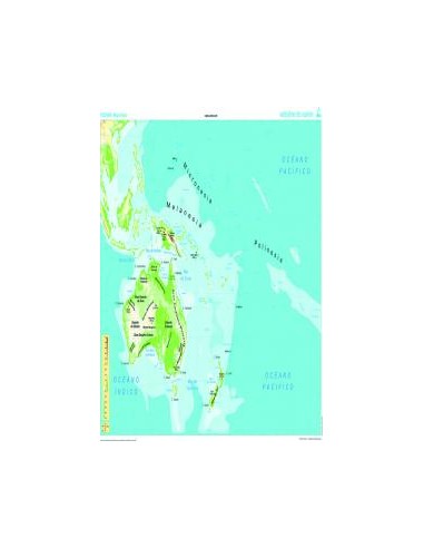 Mapa Mural Oceania fisico politico galego 1285x915 mm