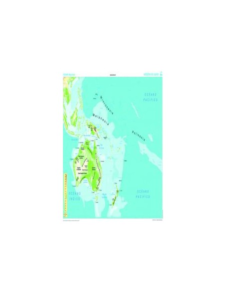 Mapa Mural Oceania fisico politico galego 1285x915 mm