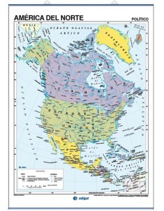 Mapa Mural America Norte fisico politico galego 1285x915mm