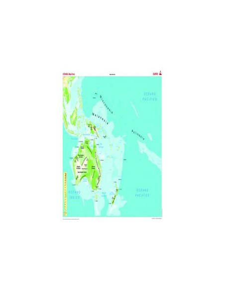 Mapa mural Oceania fisico policio 1285x915mm
