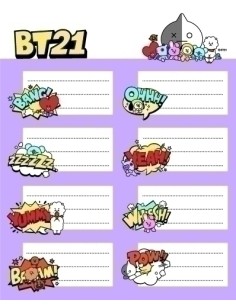 ETIQUETA ESCOLAR ERIK 15,8x20 BT21 - Pack de 10 unidades