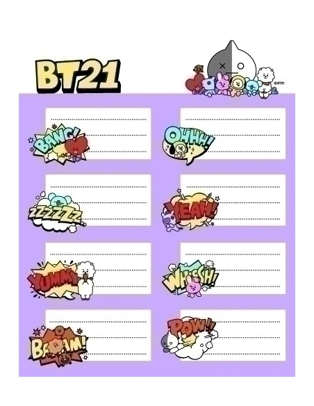 ETIQUETA ESCOLAR ERIK 15,8x20 BT21 - Pack de 10 unidades