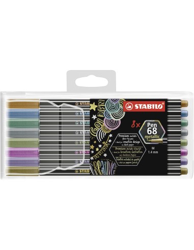 Pen 68 metallic rotulador Medio Cobre, Oro, Azul metálico, Metallic green, Metallic pink, Violeta metalizado, Plata 8 pieza(s)
