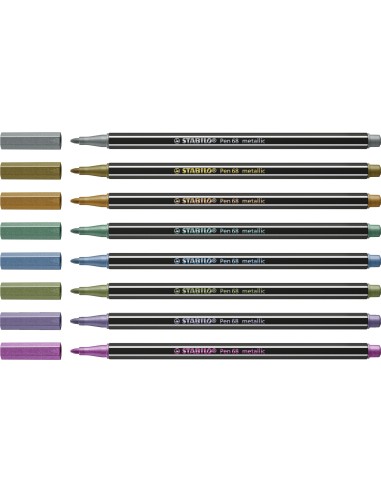 Pen 68 metallic rotulador Medio Cobre, Oro, Azul metálico, Metallic green, Metallic pink, Violeta metalizado, Plata 8 pieza(s)