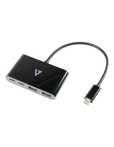 USB-C macho a 2 x USB A hembra, 2 x USB-C concentrador hembra USB 3.2 Gen1 5 Gbps negro