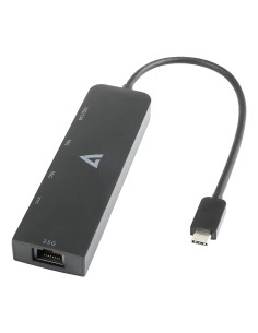 Adaptador Ethernet 2.5 G USB-C macho a USB A hembra x 2, USB-C hembra x1, RJ45 hembra x1 negro