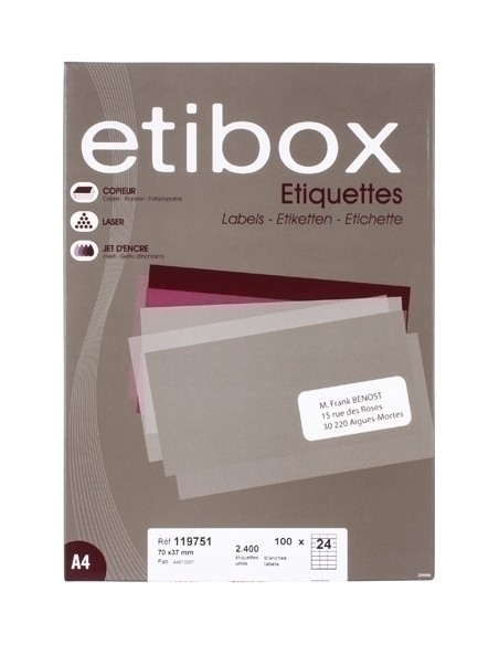 ETIQUETAS ADH.IMPR. ETIBOX A4 BLANCA CAJ