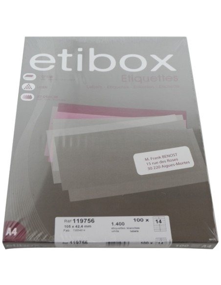 ETIQUETAS ADH.IMPR. ETIBOX A4 BLANCA CAJ