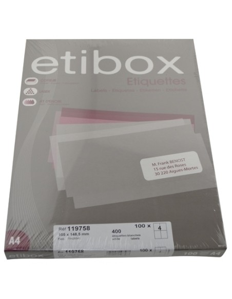 ETIQUETAS ADH.IMPR. ETIBOX A4 BLANCA CAJ