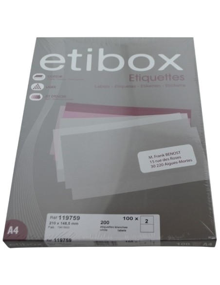 ETIQUETAS ADH.IMPR. ETIBOX A4 BLANCA CAJ