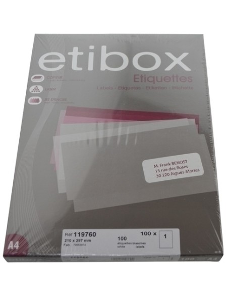 ETIQUETAS ADH.IMPR. ETIBOX A4 BLANCA CAJ