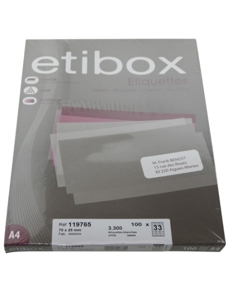 ETIQUETAS ADH.IMPR. ETIBOX A4 BLANCA CAJ