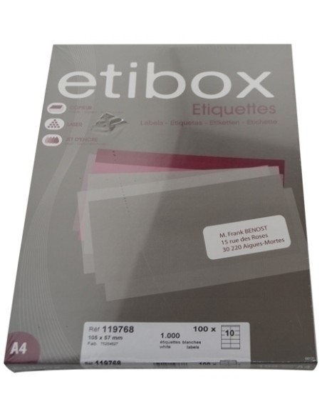 ETIQUETAS ADH.IMPR. ETIBOX A4 BLANCA CAJ