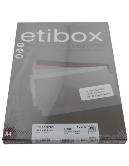 ETIQUETAS ADH.IMPR. ETIBOX A4 BLANCA CAJ