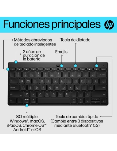 Teclado multidispositivo compacto 350 con Bluetooth