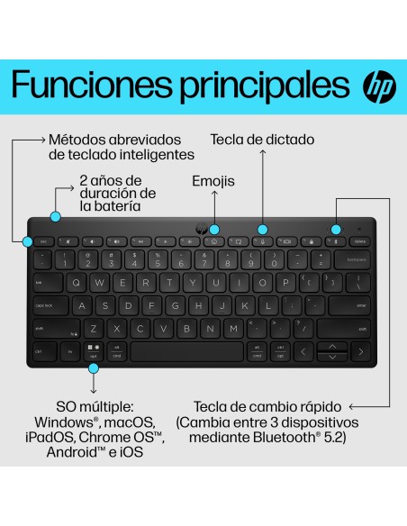 Teclado multidispositivo compacto 350 con Bluetooth Teclado multidispositivo compacto 350 con Bluetooth