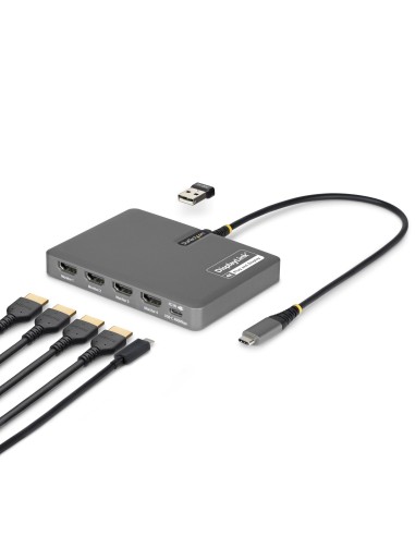 QUAD-USB-HDMI-ADAPT base para portátil y replicador de puertos Alámbrico USB 3.2 Gen 1 (3.1 Gen 1) Type-C Gris