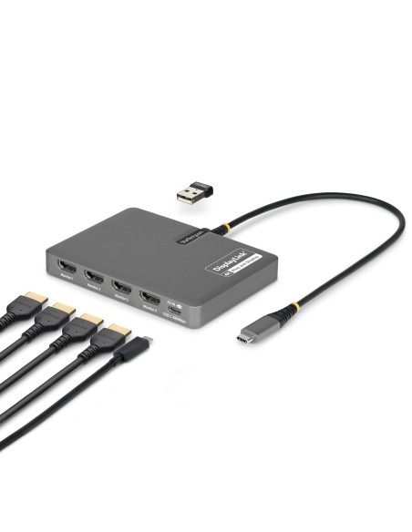 QUAD-USB-HDMI-ADAPT base para portátil y replicador de puertos Alámbrico USB 3.2 Gen 1 (3.1 Gen 1) Type-C Gris