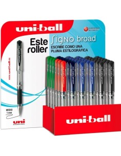 UNIBALL EXPOSITOR ROLLERBALL SIGNO BROAD UM-153/3D ROJO-NEGRO-AZUL-VERDE -36U-