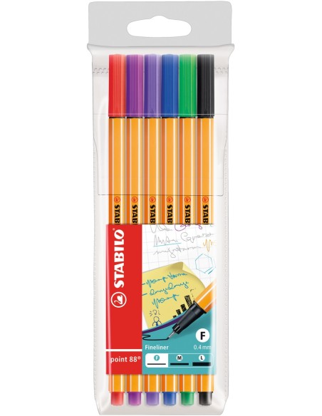 ESTUCHE 6 COLORES STABILO POINT 88 PUNTA DE FIBRA 0,4MM. 