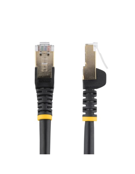 Cable de 1,5m de Red Ethernet Cat6a Negro sin Enganches con Alambre de Cobre