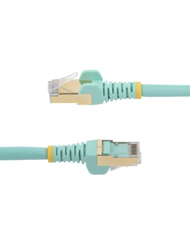 Cable de 2m de Red Ethernet RJ45 Cat6a Blindado STP - Cable sin Enganche Snagless - Aguamarina