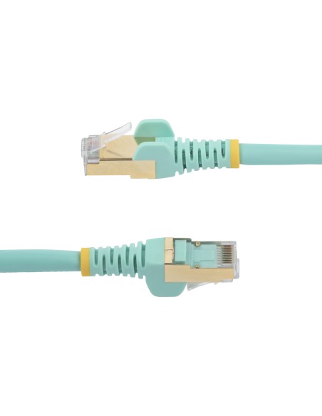 Cable de 2m de Red Ethernet RJ45 Cat6a Blindado STP - Cable sin Enganche Snagless - Aguamarina