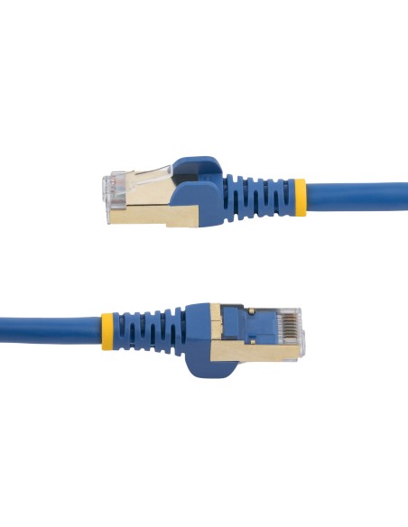 Cable de 0,5m de Red Ethernet RJ45 Cat6a Blindado STP - Cable sin Enganche Snagless - Azul