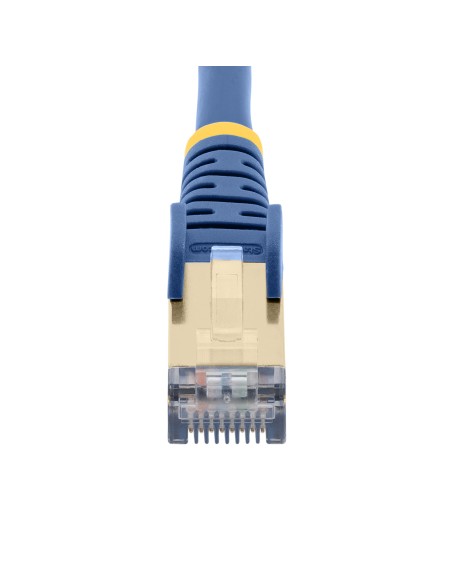 Cable de 0,5m de Red Ethernet RJ45 Cat6a Blindado STP - Cable sin Enganche Snagless - Azul