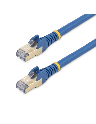 Cable de 0,5m de Red Ethernet RJ45 Cat6a Blindado STP - Cable sin Enganche Snagless - Azul