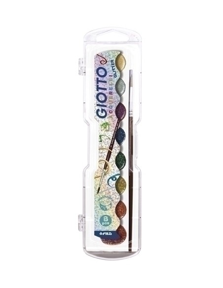 ACUARELAS GIOTTO GLITTER 30 mm ESTUCHE 8