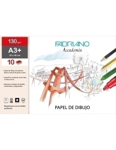 LAMINAS DIBUJO FABRIANO A3+ LISA B/10 - Pack de 10 unidades