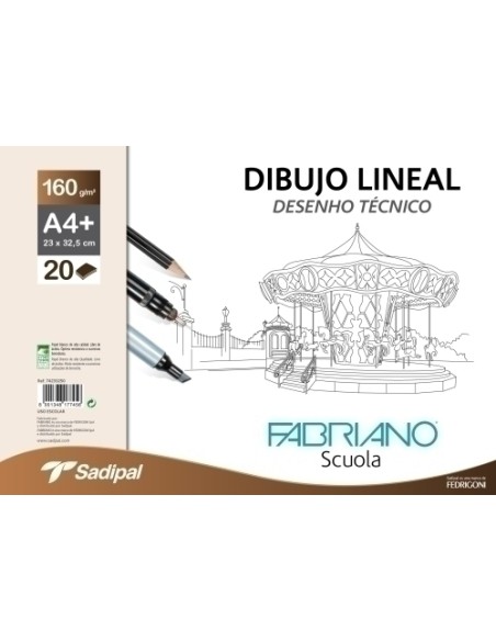 BLOC DIB.LINEAL FABRIANO A4+ 20h LISO - Pack de 5 unidades