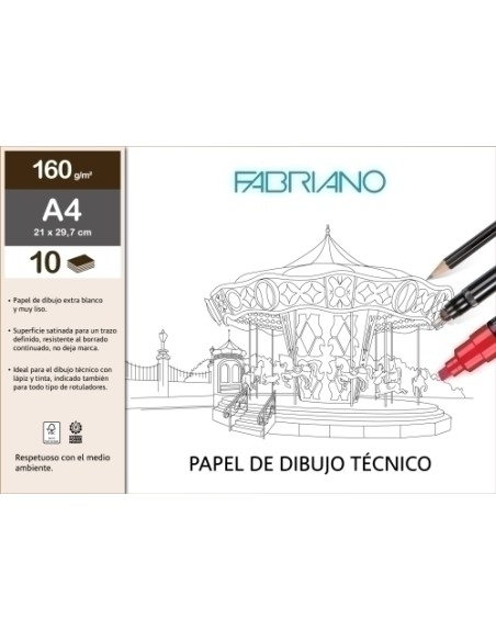 LAM.DIB.LINEAL FABRIANO A4 M-PK 10h LISO - Pack de 5 unidades