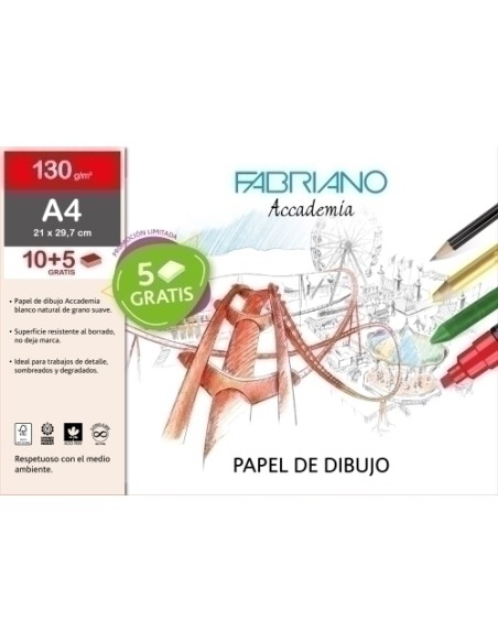LAMINAS DIBUJO FABRIANO A4 LISA B/10 - Pack de 10 unidades