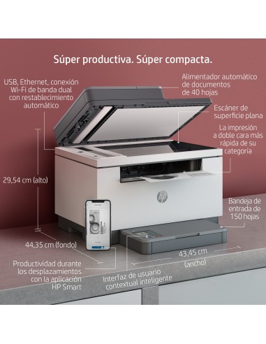 Impresora multifunción LaserJet M234sdw, Blanco y negro, Impresora para Oficina pequeña, Impresión, copia, escáner, Impresión a